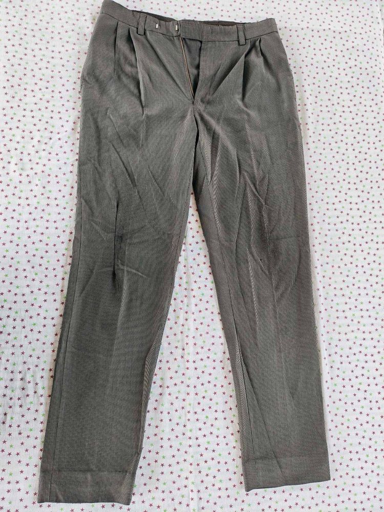 Men's Grey Striped Dress Pants