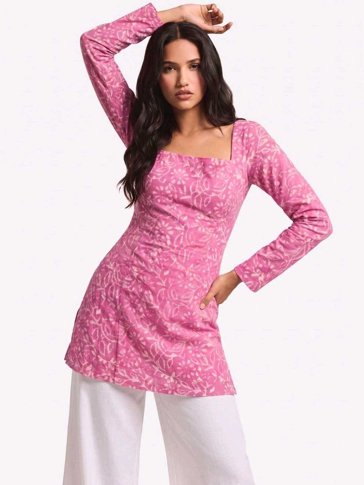 Nishorama Jasmin Pink Full Sleeve Kurti