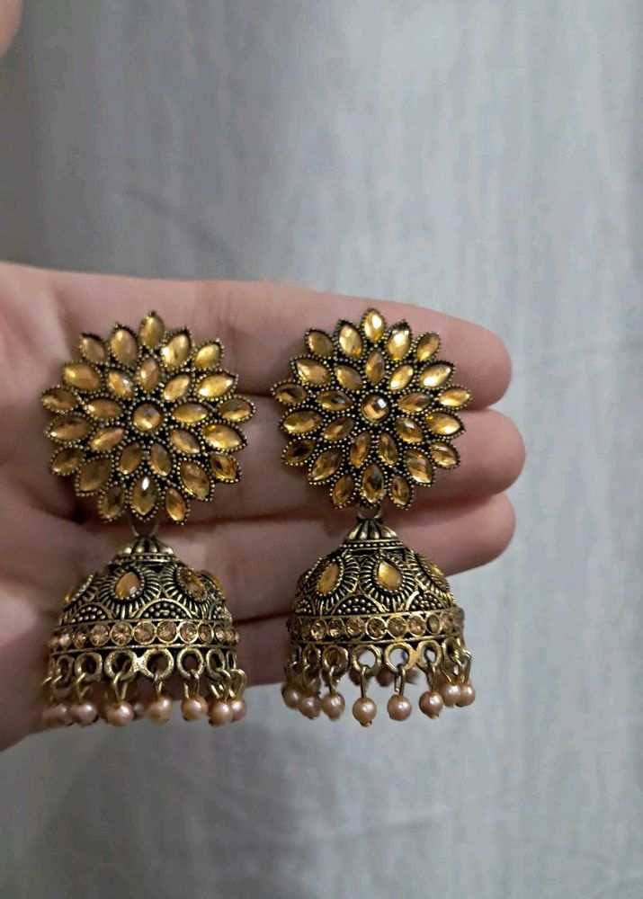 Golden Jhumka Earrings