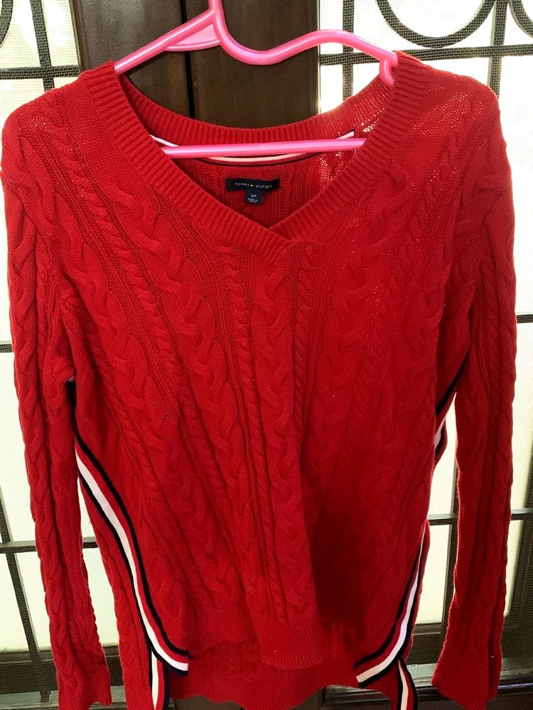 Tommy Hilfiger Red Cable Knit Sweater