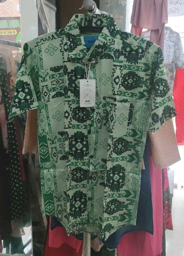 Patterned Green Shirt