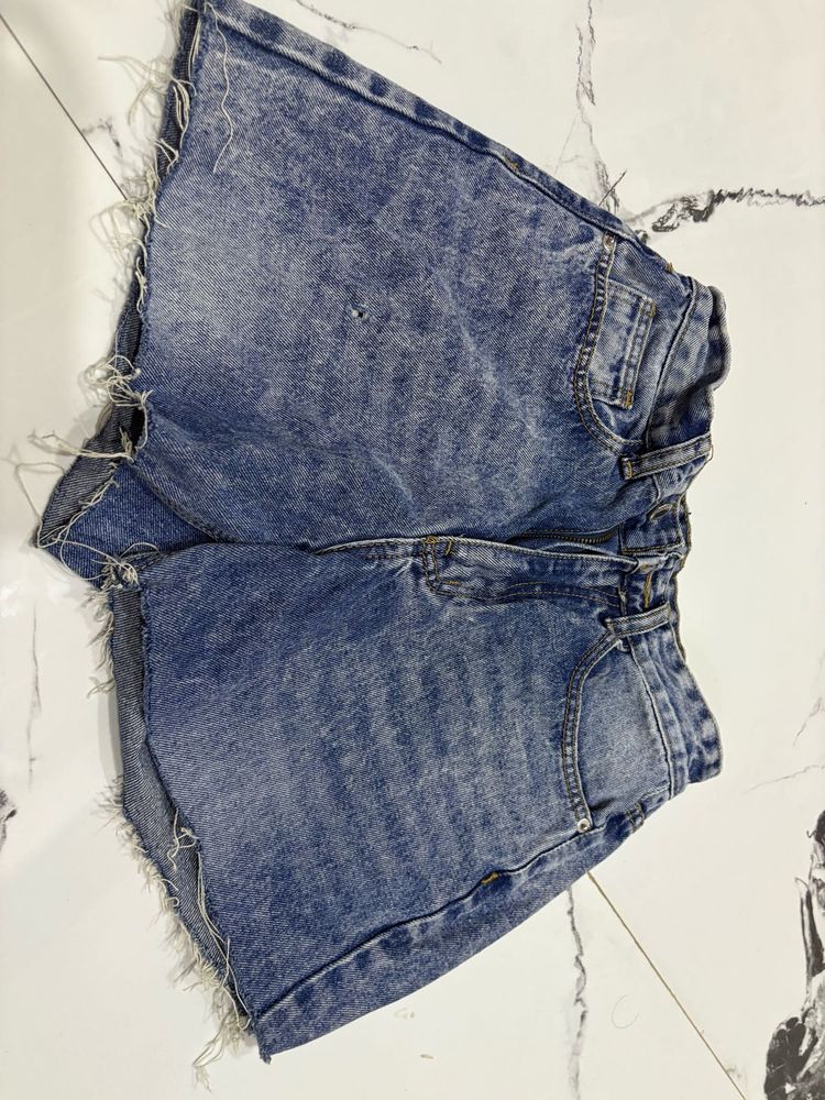 Distressed Denim Shorts