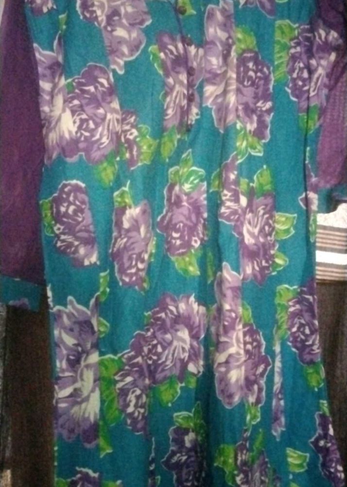 Teal Floral Kurta