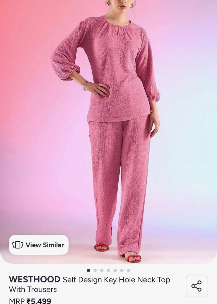 Pink crinkled Co-ord Set