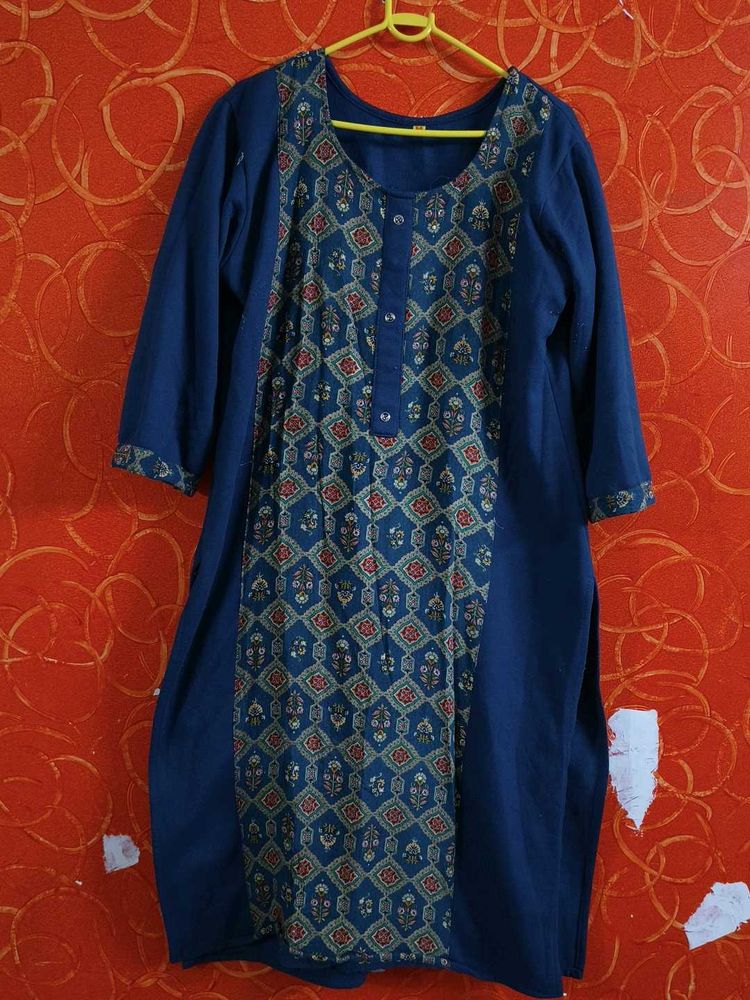 Blue Printed woollen Kurta