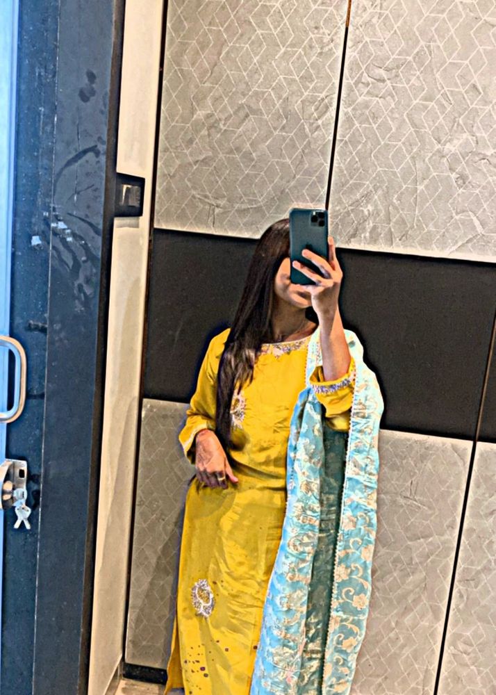 Yellow Embroidered Kurta plazo &amp;duppta