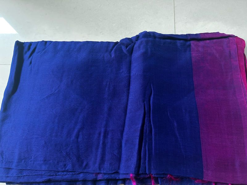 Vibrant Blue &amp; Pink Silk Saree
