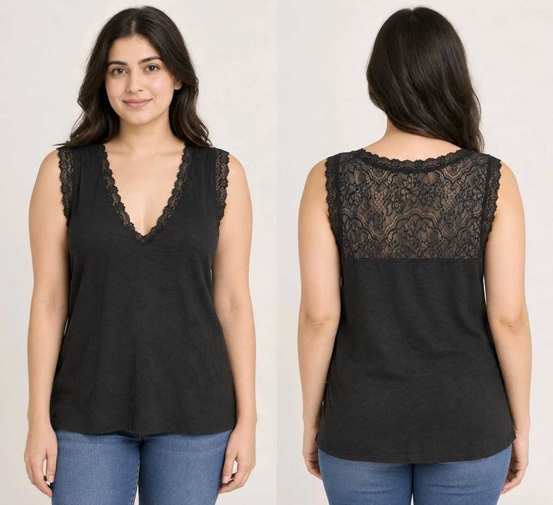 Lace Trim V-Neck Tank Top