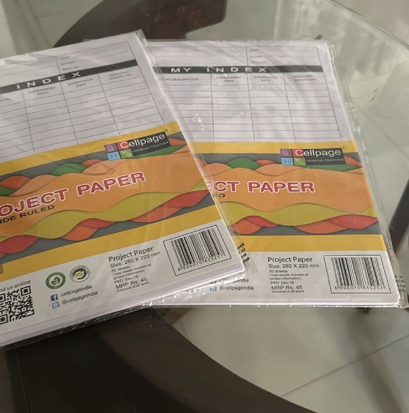 Combo 50 Sheet Project Paper+1 Folder+3 Highliter