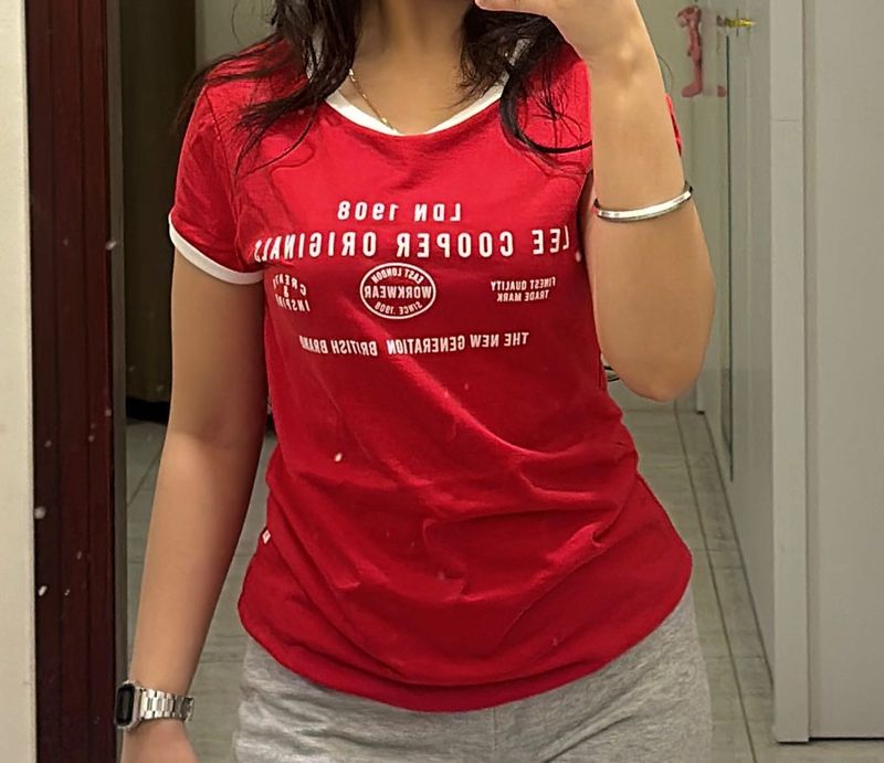Lee Cooper Red Graphic T-Shirt