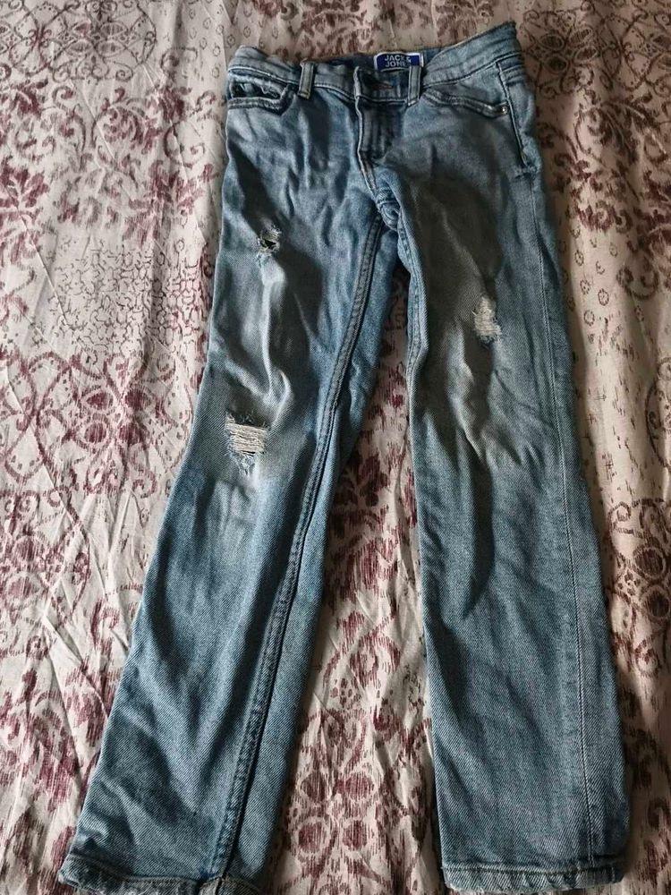 Light Wash Distressed Denim Jeans