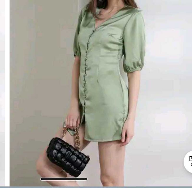 Chic Satin Green Mini Dress