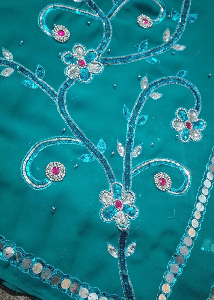Embroidered Teal Dupatta