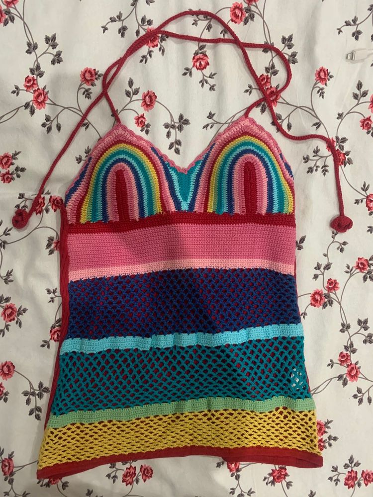 crochet y2k halter neck top(padded)