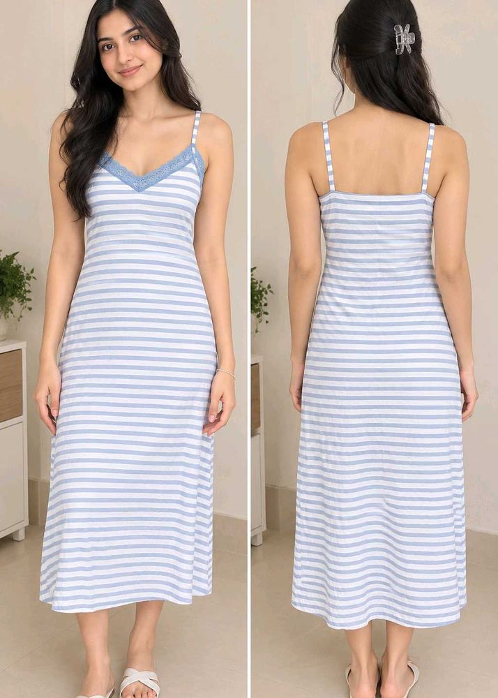 Striped Cotton Nightgown