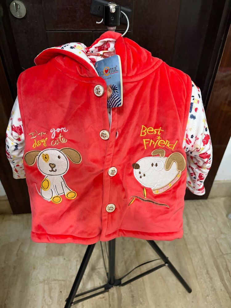 Cute Dog Print Baby Jacket