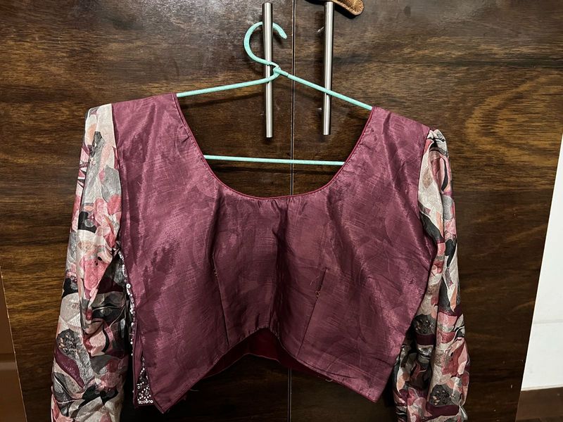 Designer Blouse with silk blend saree