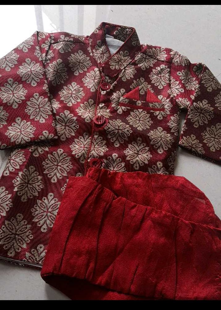 Boys' Maroon Sherwani Set