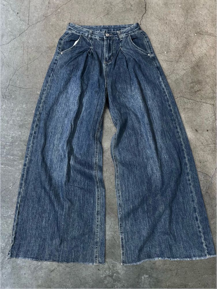 Wide Leg Blue Denim Jeans