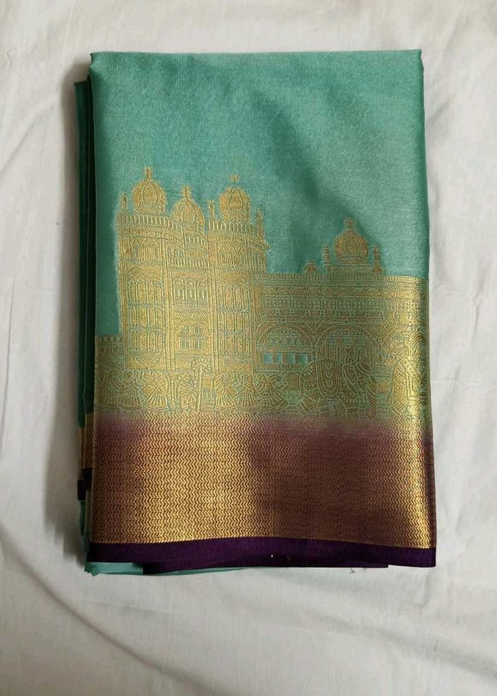 Elegant green  crepe Silk Saree