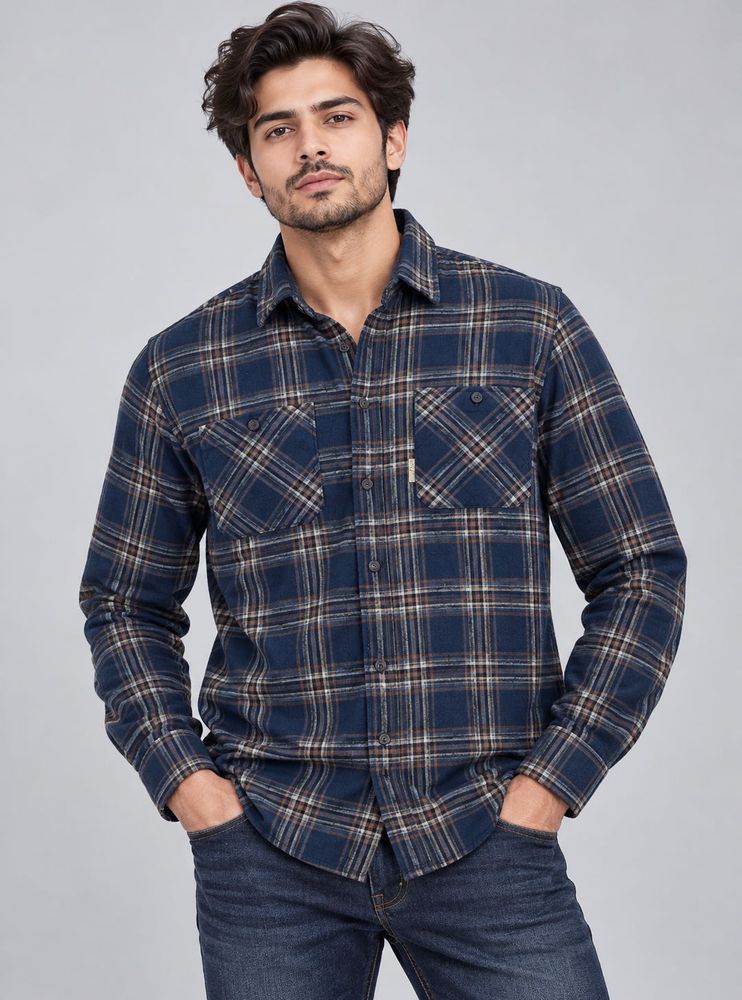 Men's Blue Plaid Flannel Shirt