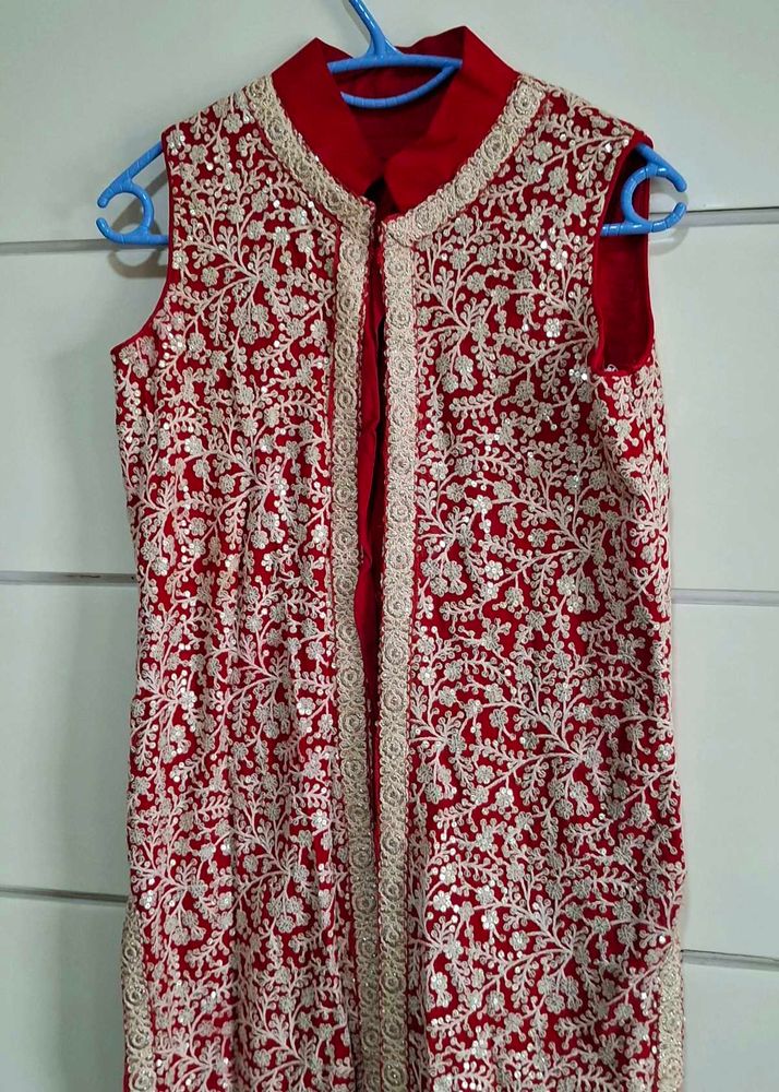 Red Embroidered Kurta