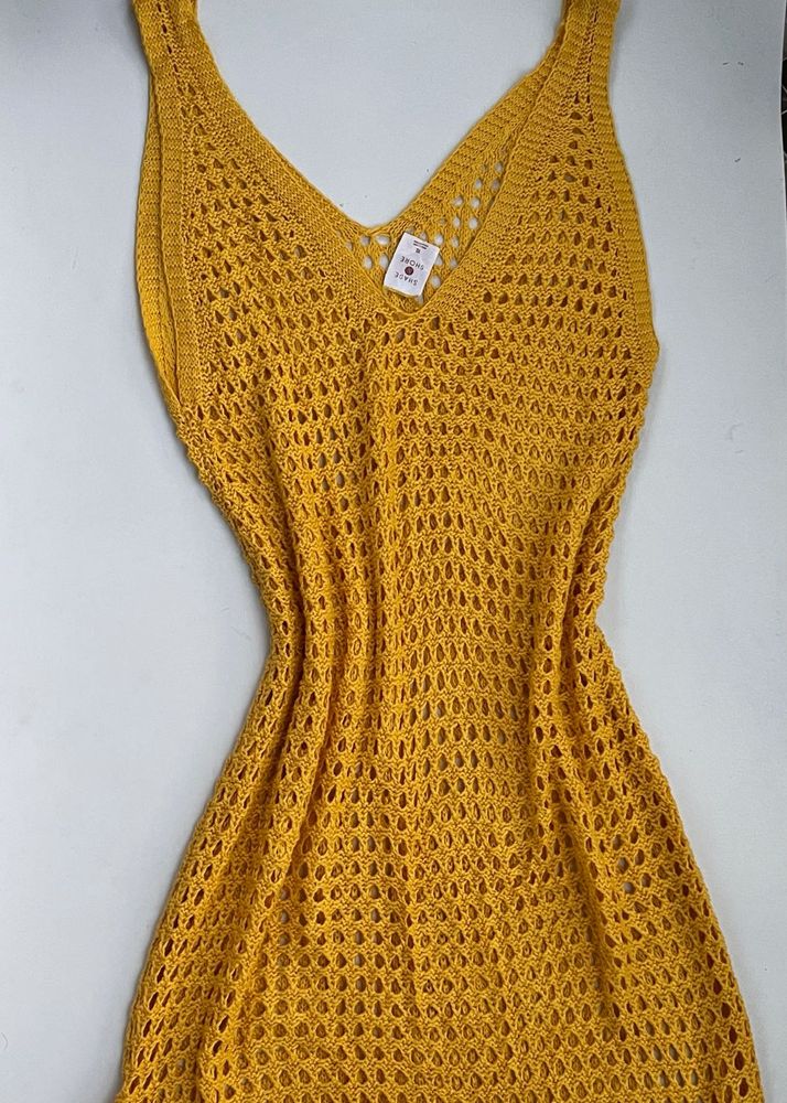 Yellow Crochet Maxi Dress  length- 56