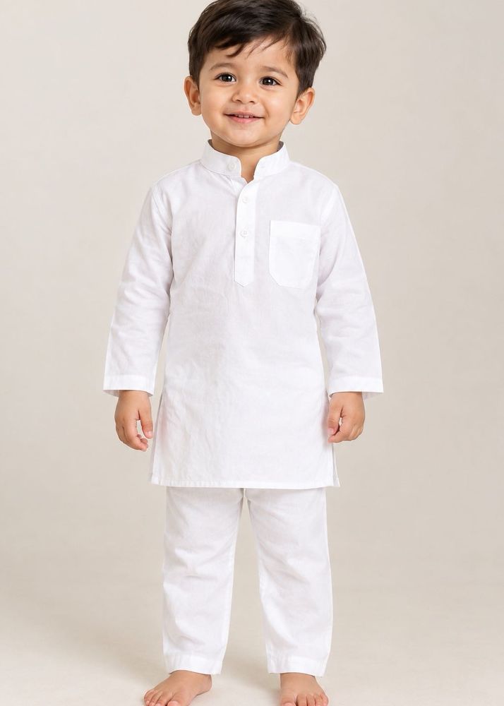 White Cotton Kurta Pajama Set