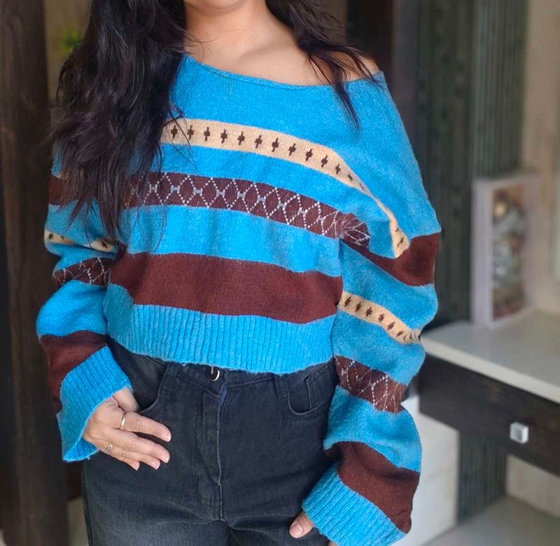 Stylish Striped Cropped Sweater