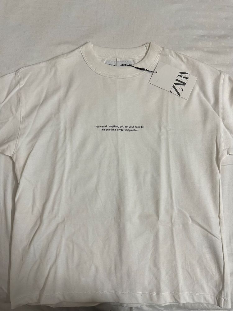 NWT ZARA White Slogan Tshirt