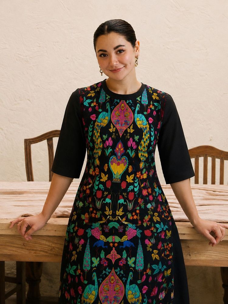 Elegant Black Printed Kurti