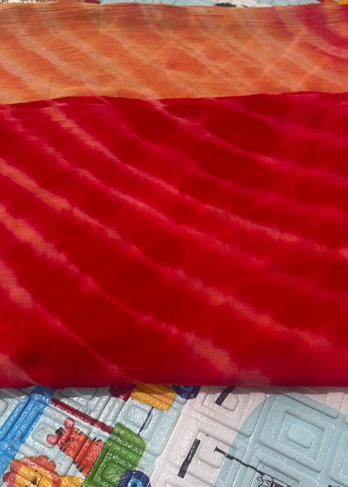 Vibrant Red &amp; Orange Saree