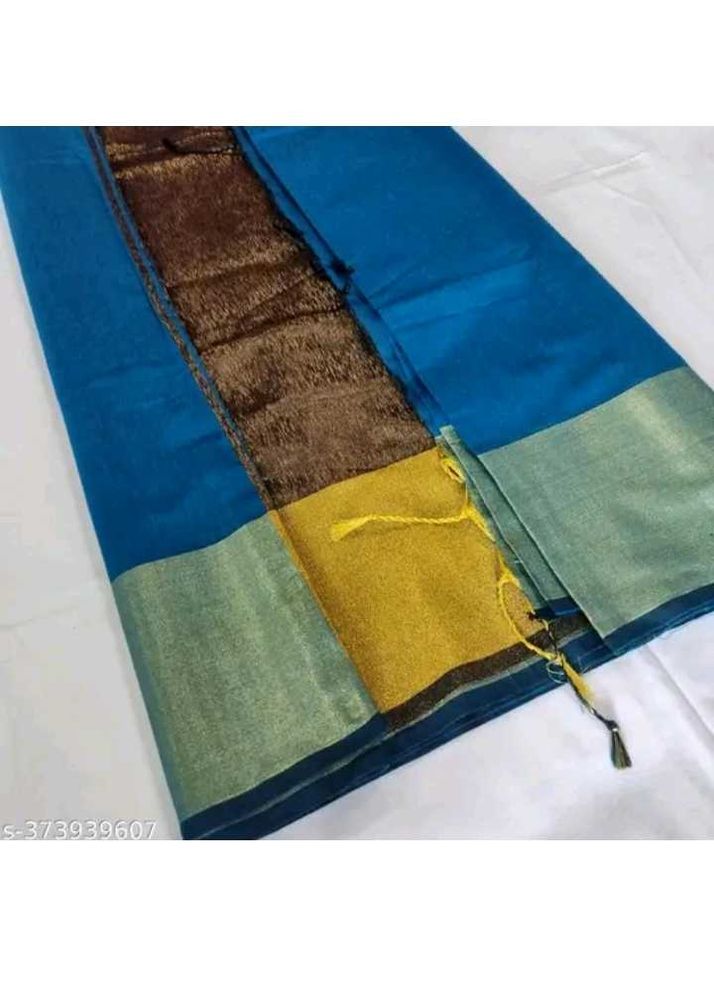 Elegant Blue Saree with Gold Border