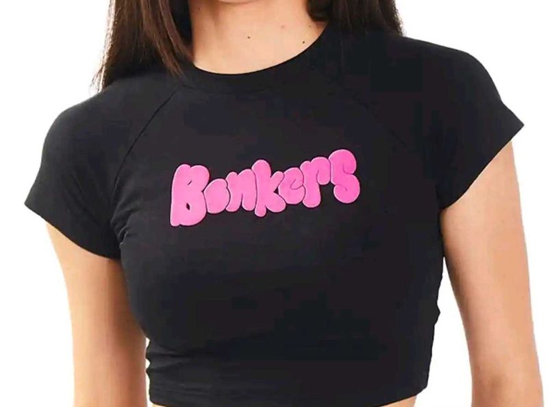 Bonkers Corner black graphic crop top