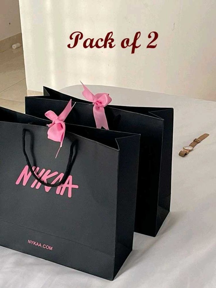 Set of 2 Nykaa Shopping  / Gift Bags with Ribbons