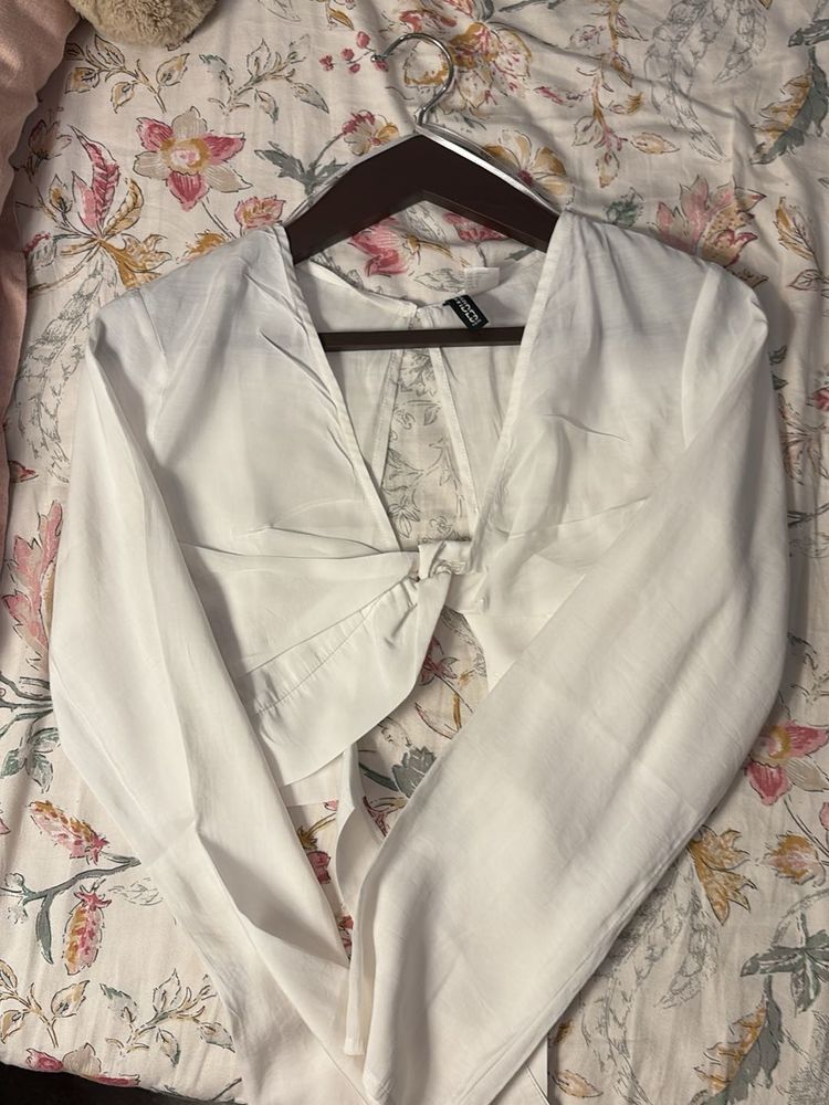 White Tie-Front Crop Top