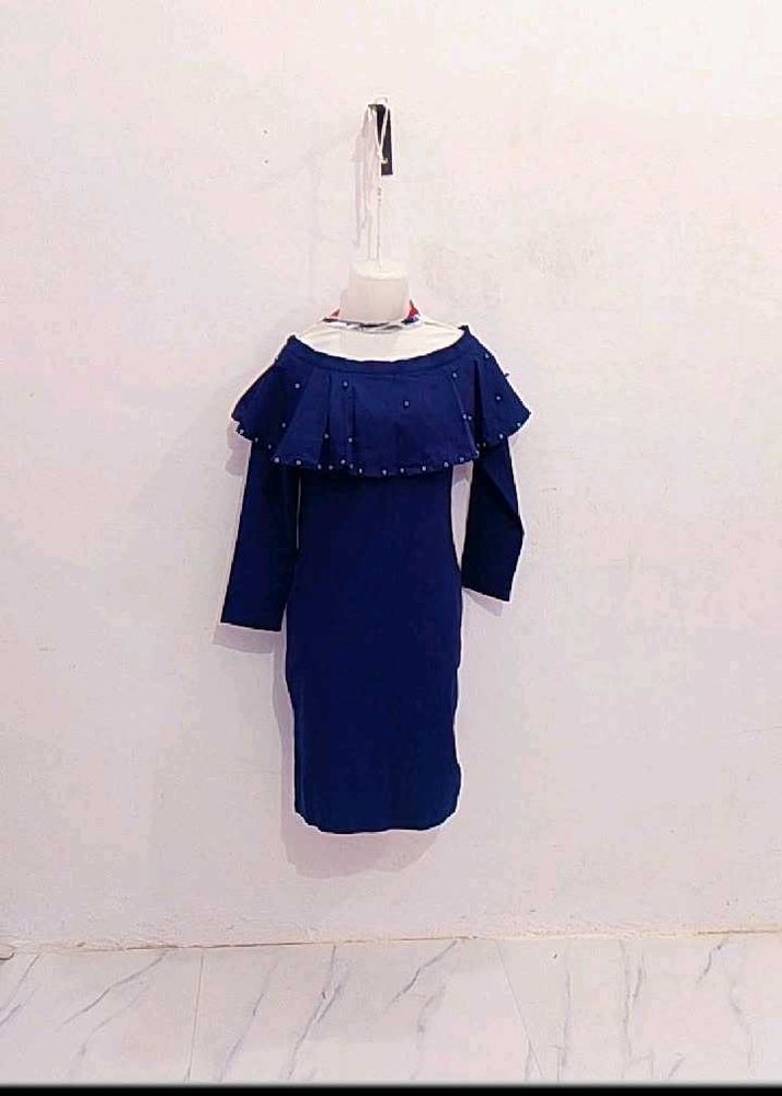 Chic Off-Shoulder Pearl Embellished Dress