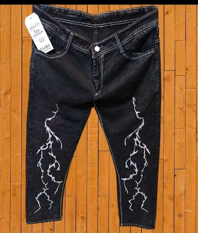 Black Printed Baggy Jean's Size 34