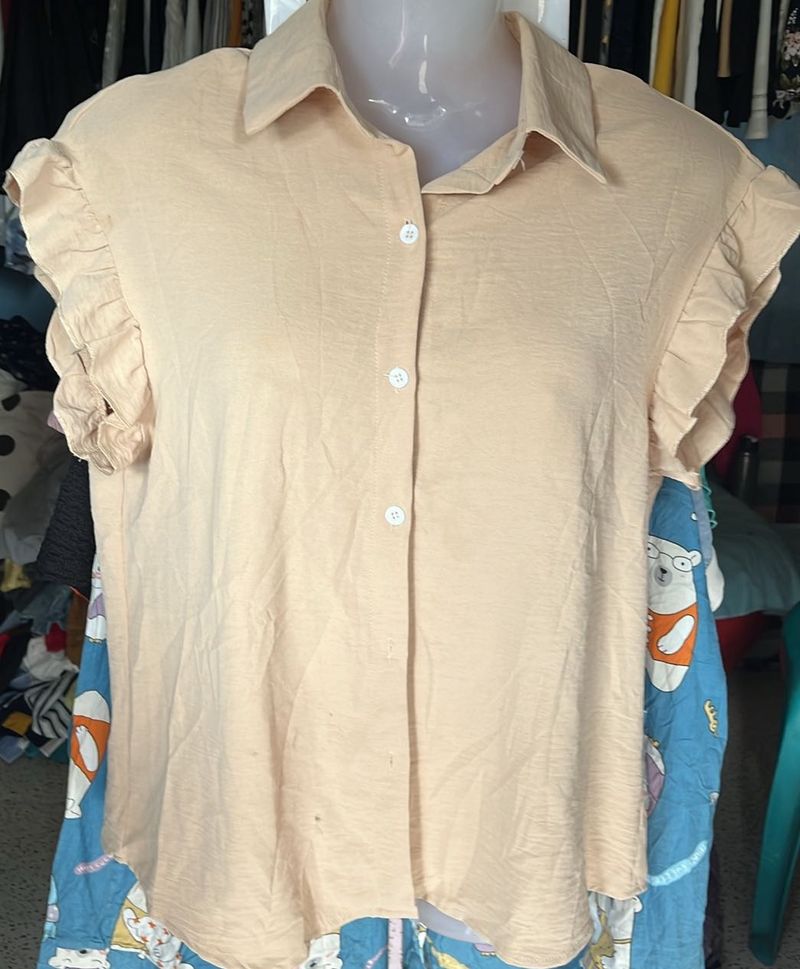 Cute Ruffle Sleeve Button-Up Shirt