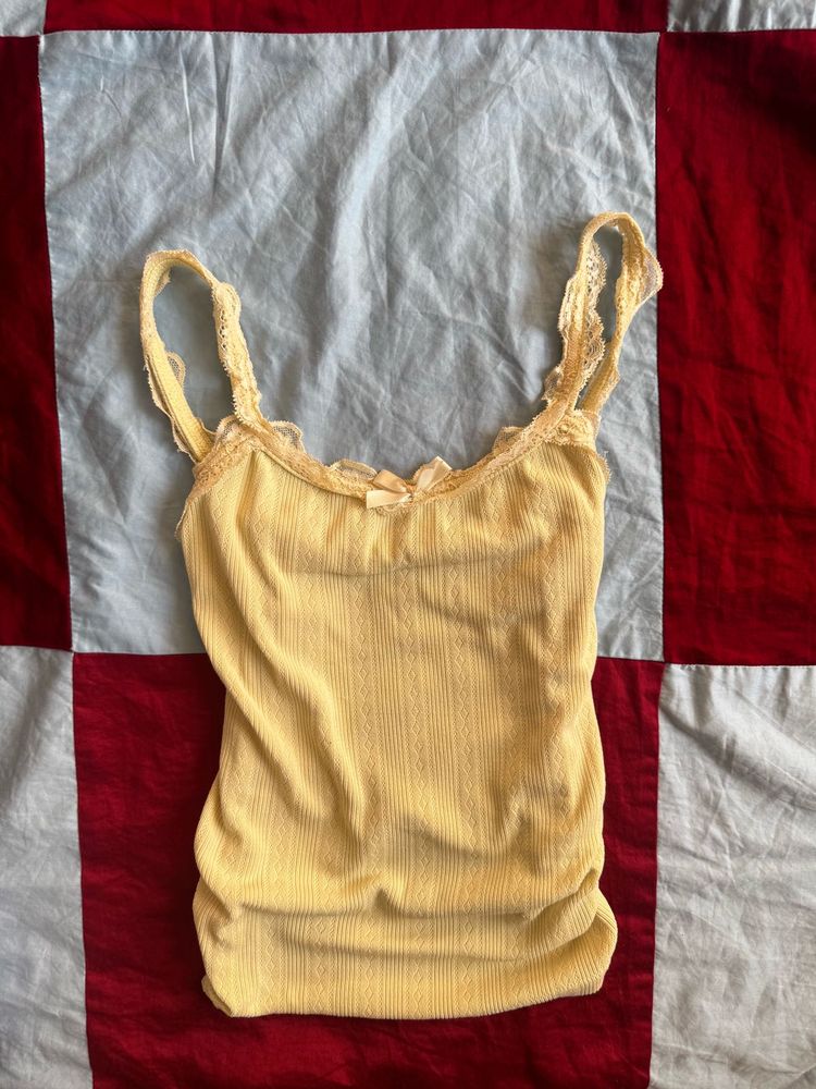 butter yellow lace camisole tank top
