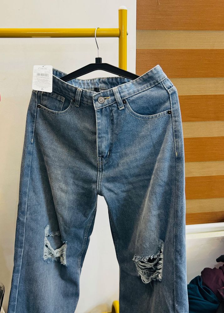 Distressed Light Wash Jeans women jean pants shein