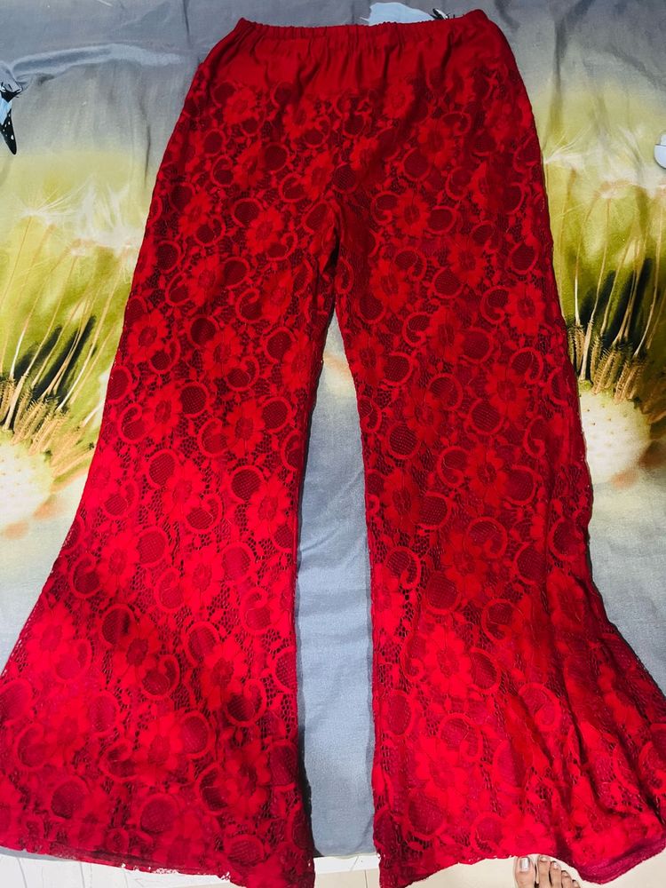 Red Lace Palazzo Pants