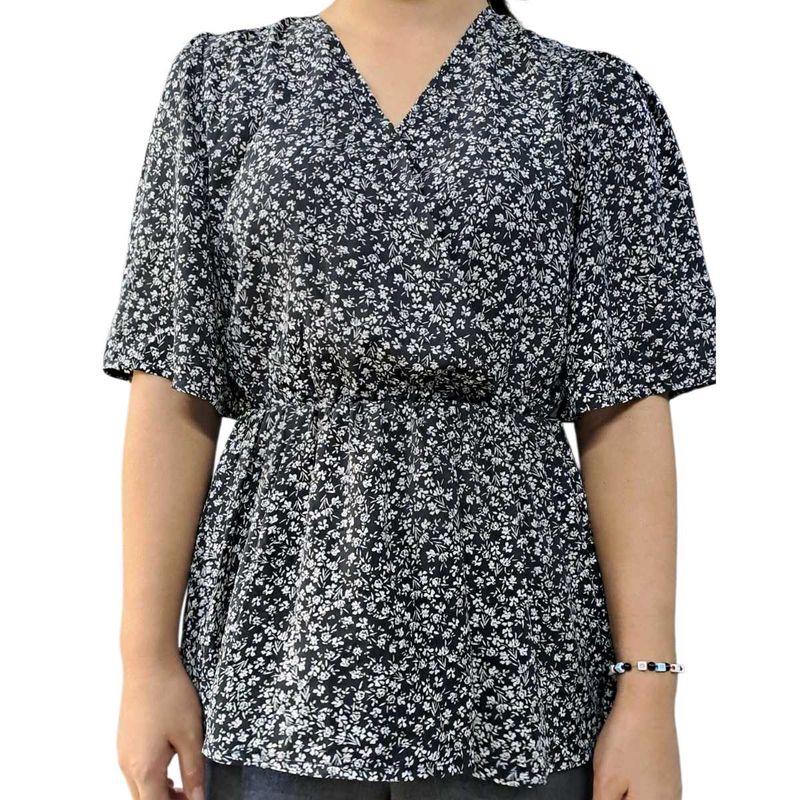 Chic Floral Print V-Neck Top