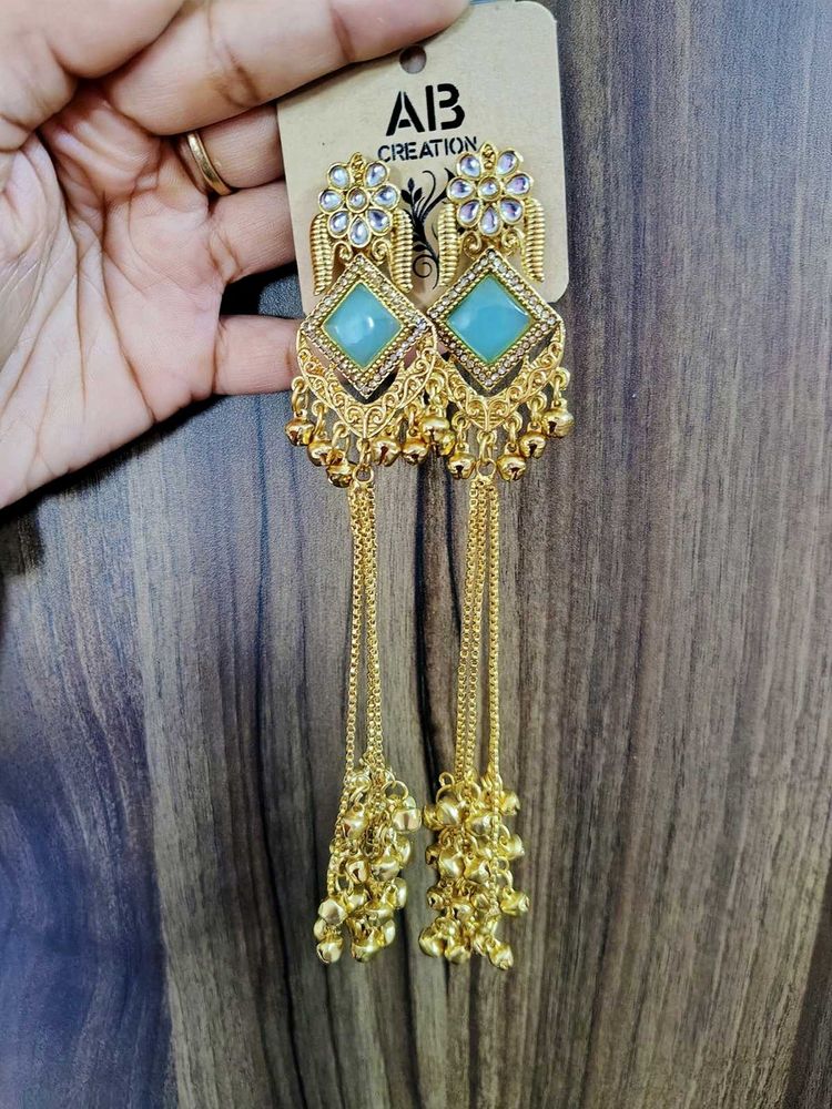 Elegant Gold Toned Kashmiri Earrings