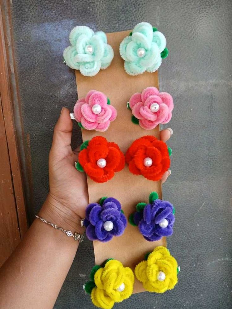 Cute Flower Hair Clips Set