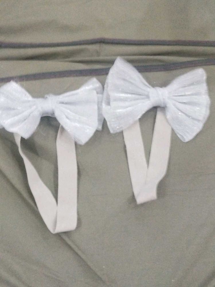 Sparkly White Bow Hair Accessories( Set of 2 )