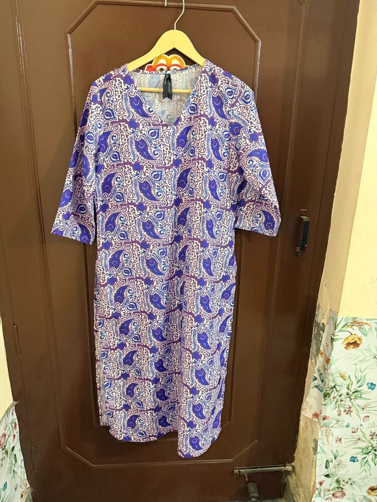 Purple And White Kurta