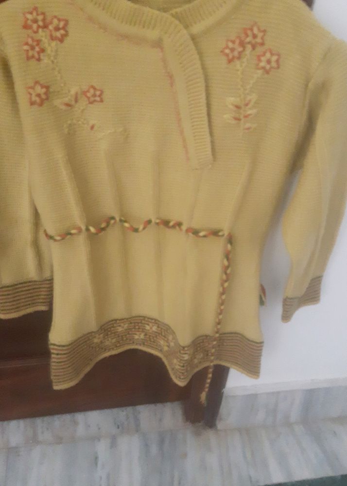 Beautiful Premium Woolen Top Mustered Colour Front