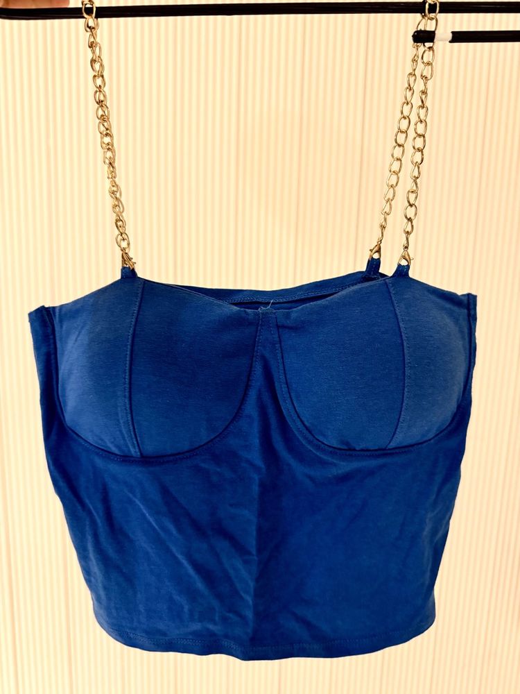 Blue Chain Strap padded Top
