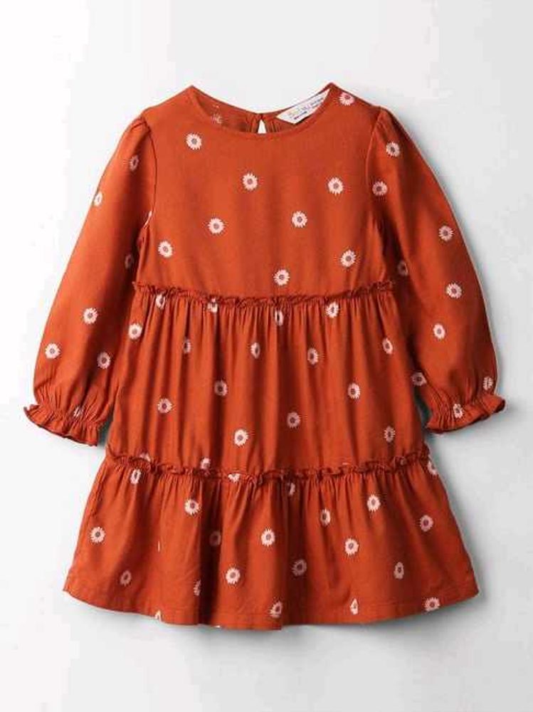 Beebay Tiered Dress with Daisy Print